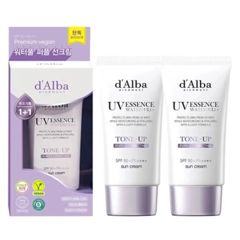 D'ALBA 水潤提亮調色UV防曬霜套裝50亳升X2支 (紫色)