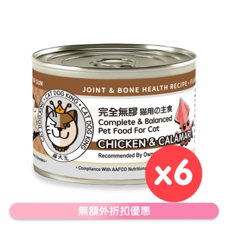 [6罐裝]貓犬王 貓用之主食 魷魚及雞肉肉絲湯罐 (170g x6) 220436