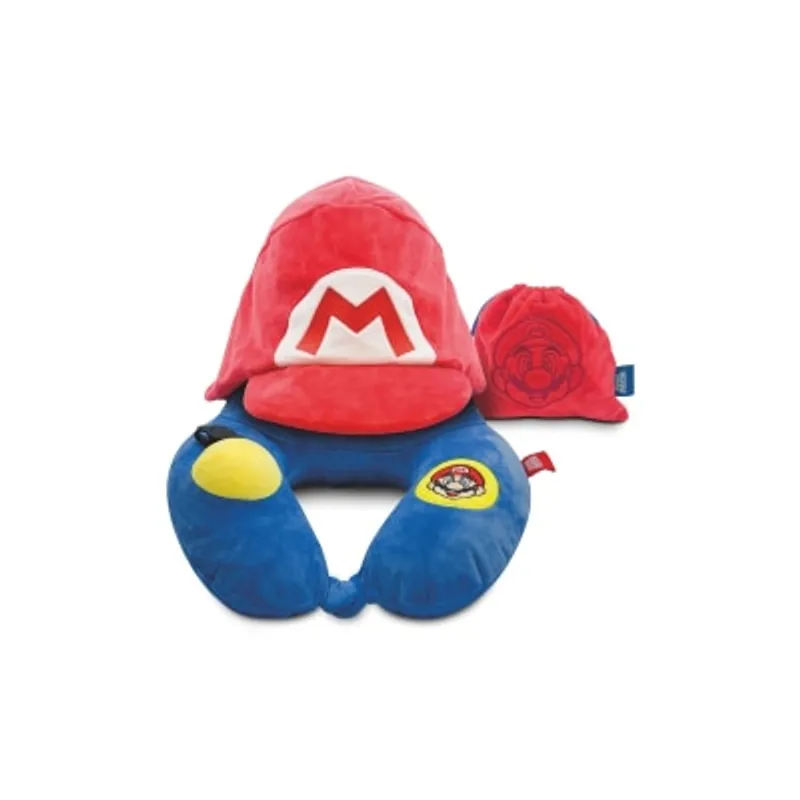 NINTENDO 任天堂 官方授權專利Super Mario 3D連帽充氣枕