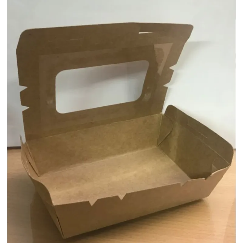 長方形啡色有窗牛皮紙盒-500ml（135x85X39mm）