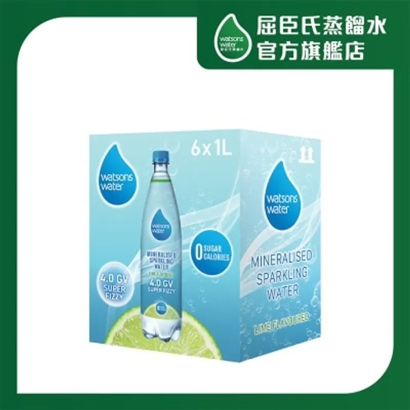 屈臣氏 礦物質有氣水 (青檸味) 1L (6支)