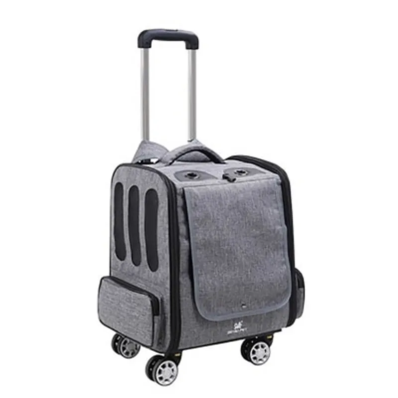Dodopet 寵物兩用背囊手拉車 四輪360度轉動(灰色) (寵物承重：10kg)