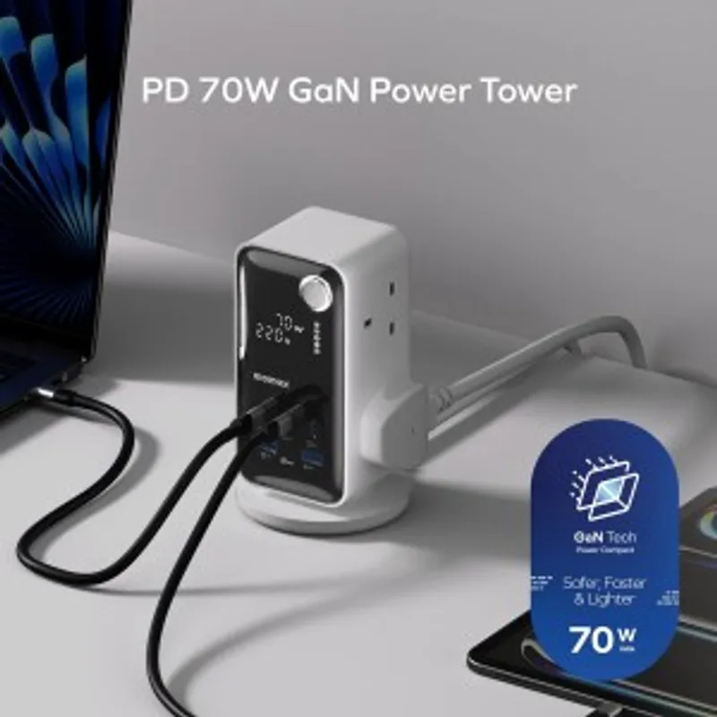 Momax 1-Charge Work Flow 70W 2A3C 6 位數顯拖板