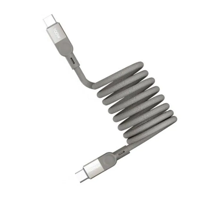 MOMAX USB-C to USB-C磁吸連接線100W USB2.0(2m)(鈦色) DC36L