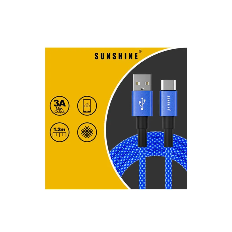 SUNSHINE 1.2米USB充电线USB-A转USB-C(BL) CAC12/BL