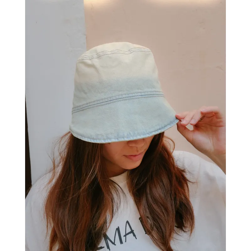 Gradient Faded Denim Bucket Hat