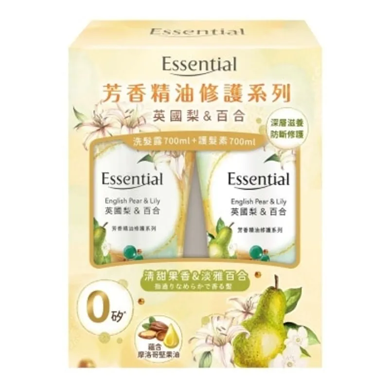 ESSENTIAL Essential 芳香精油修護套裝(英國梨&百合) - 洗髮露 700毫升 + 護髮素 700毫升