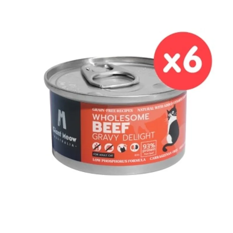 GIANT MEOW [6罐裝] 澳紐草飼牛肉主食罐(成貓營養配方) (80g x 6) 002160