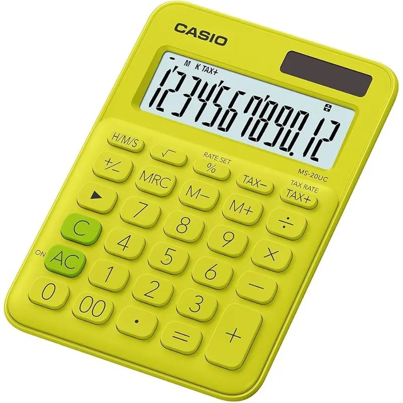 CASIO 迷你桌上型計算機(黃色) MS20UC/YG