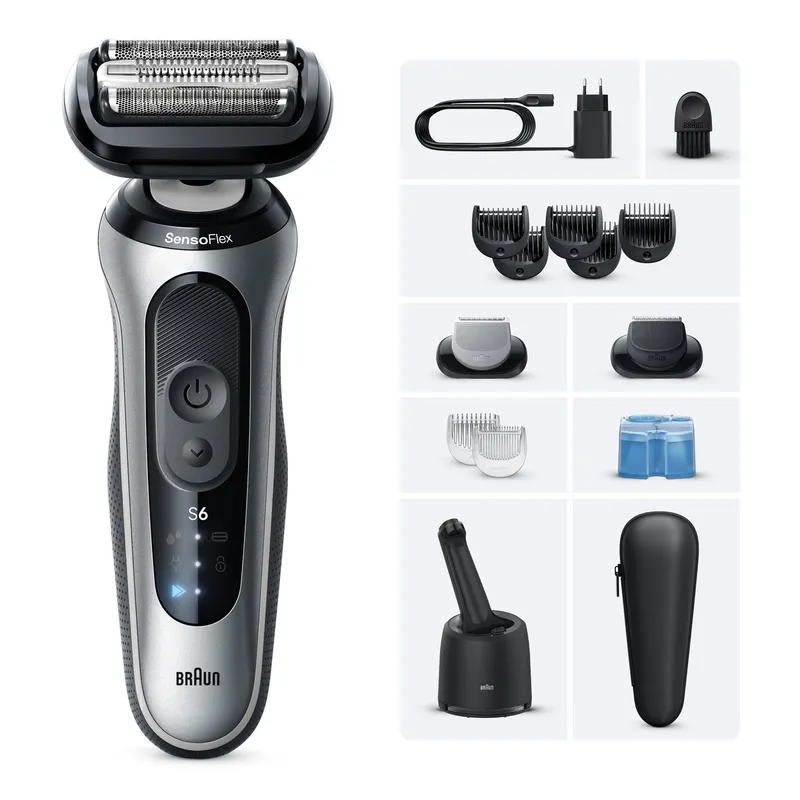 BRAUN 6系列乾濕兩用電鬚刨連自動清潔座 62-S7650CC 銀色