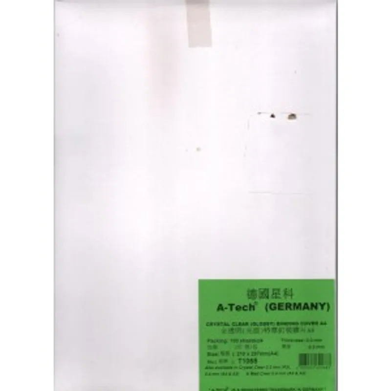 A-Tech 德國星科 T1068透明釘裝膠片(裝訂封面) 100張裝