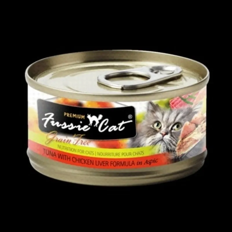 Fussie Cat Tuna with Chicken Liver FU-TLC (黑鑽吞拿魚+雞肝貓罐頭) 80g