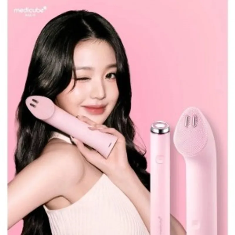 Medicube 淨透光澤洗面機套裝 AGE-R Booster Cleanser Head + Booster Pro mini plus （粉紅色） (平行進口, 7天保養)