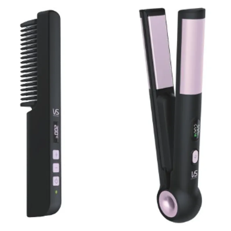 VIDAL SASSOON 2合1 Type-C充電直髮器 & Type-C充電直髮梳(黑色) VSU223B226BH