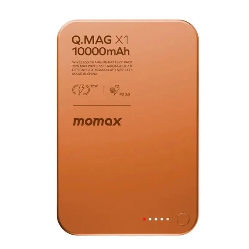MOMAX Q.Mag X1 10000mAh 超薄磁吸流動電源-第二代(CCC認證)(橙色) IP117AM