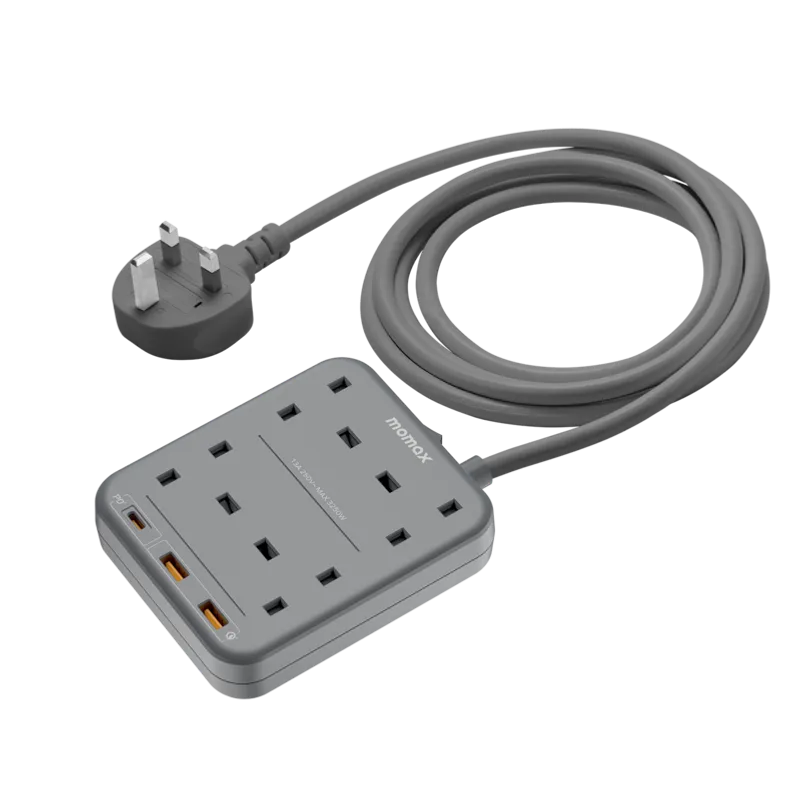 MOMAX ONEPLUE 4位拖板 PD20W 2*USB + 1*Type-C 灰