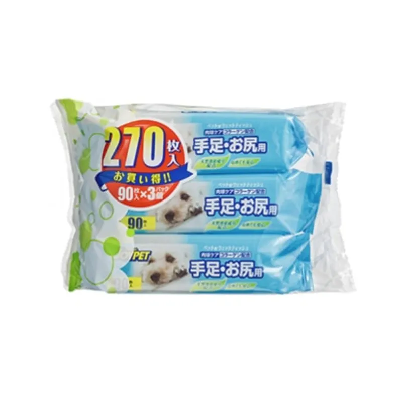 貓犬用 潔淨手 腳 小屁屁濕紙巾 (90片 x 3包)- JOYPET