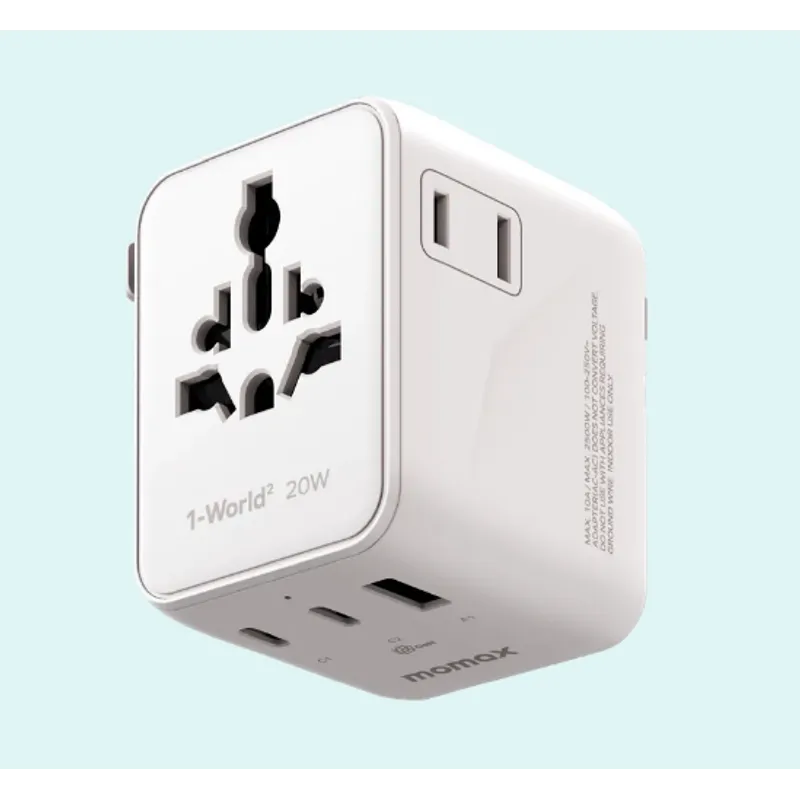 MOMAX 1-World2 20W 三接口+雙AC旅行插座 2*USB-C+1*USB-A 白