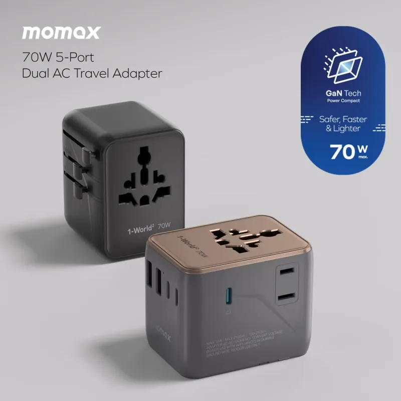 momax-1-World2 70W 5Port 雙AC 旅行充電插座
