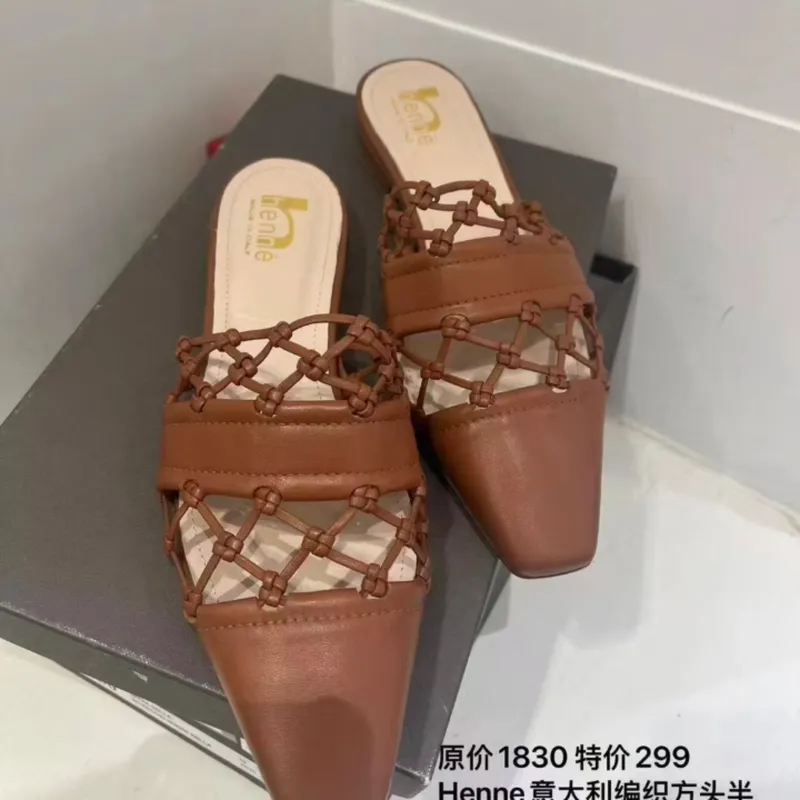 Henne意大利编织方头半拖-38