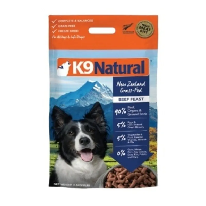 K9 Naturals 冷凍脫水狗乾糧 - 牛肉盛宴脫水鮮肉糧