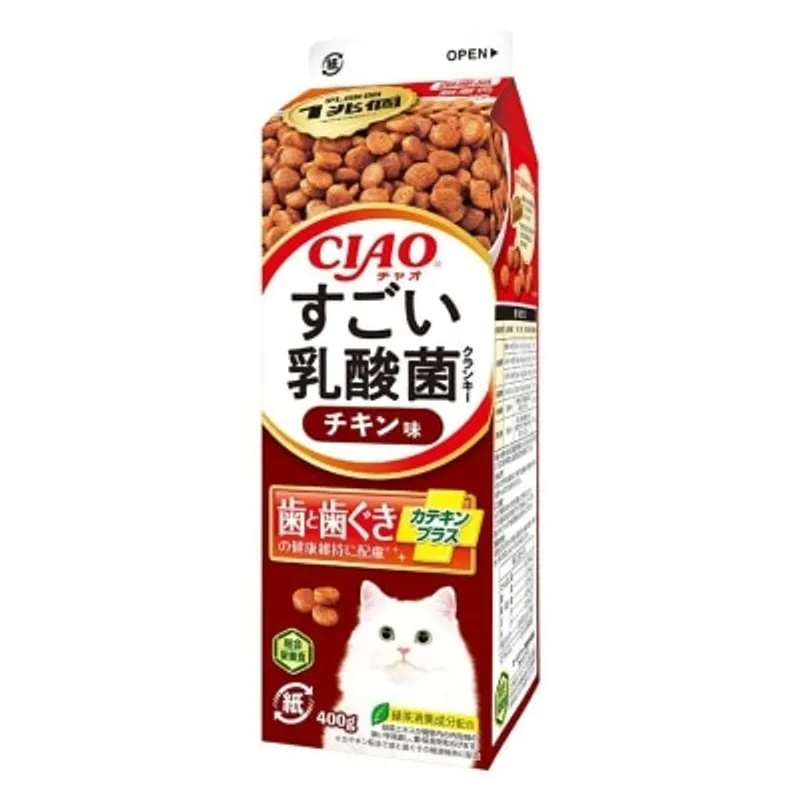 INABA CIAO - 乳酸菌貓糧 牛奶盒雞肉味潔齒貓糧 400g (P-284)