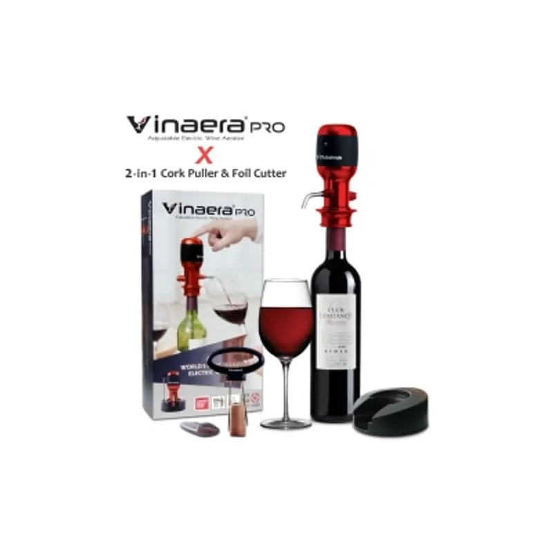 VINAERA Pro 可調節式電子醒酒器專業版 MV7 + Ah-So 割箔拔塞雙叉式軟塞拔取器套裝