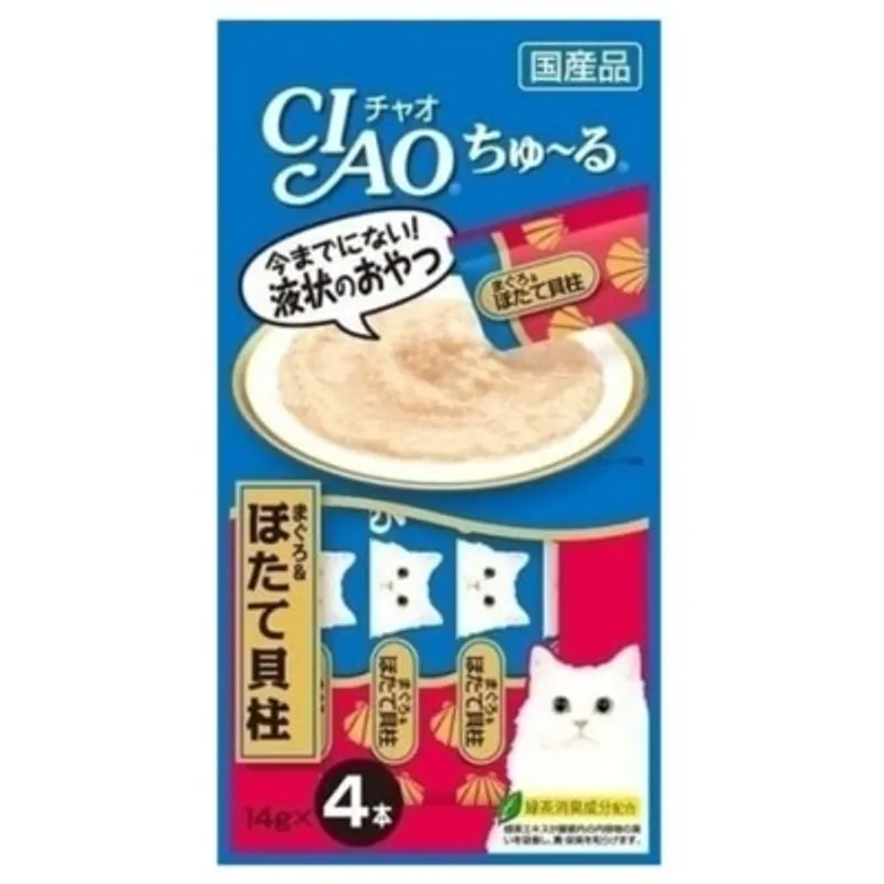 INABA CIAO 吞拿魚+帶子醬 肉泥餐包 (14g x 4)貓小食 4SC-77