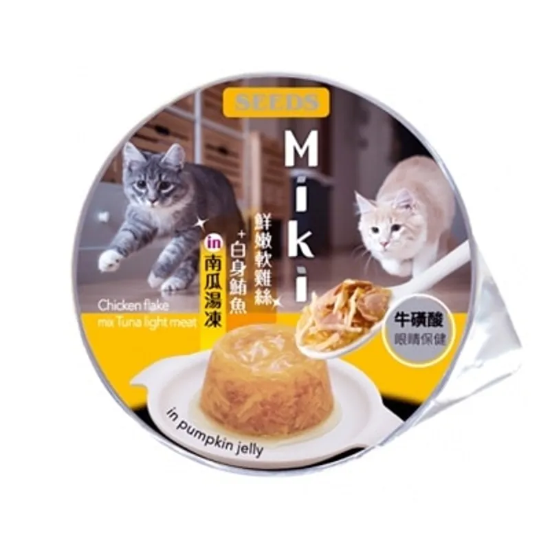 種子 Miki特級機能愛貓餐杯-鮮嫩軟雞絲+⽩身鮪⿂ in 南⽠湯凍(80g) 829287