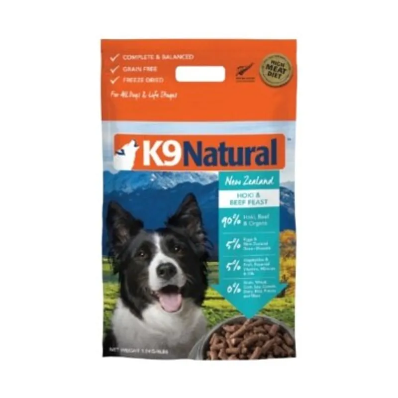 K9 Naturals 冷凍脫水狗乾糧 - 牛肉藍尖尾鱈魚盛宴