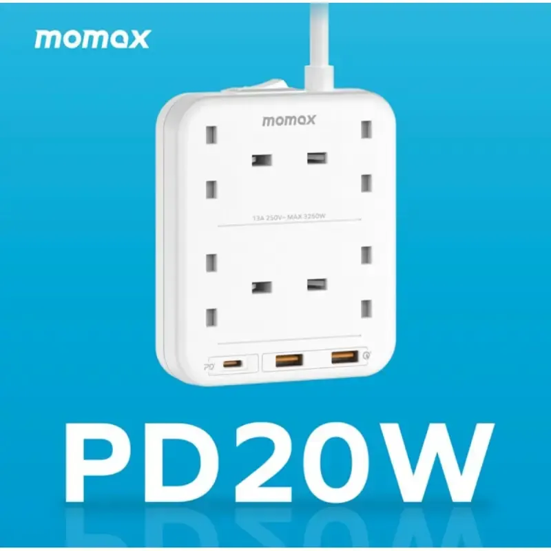 MOMAX 4位拖板 ONEPLUG PD20W 2A1C （US3UK）