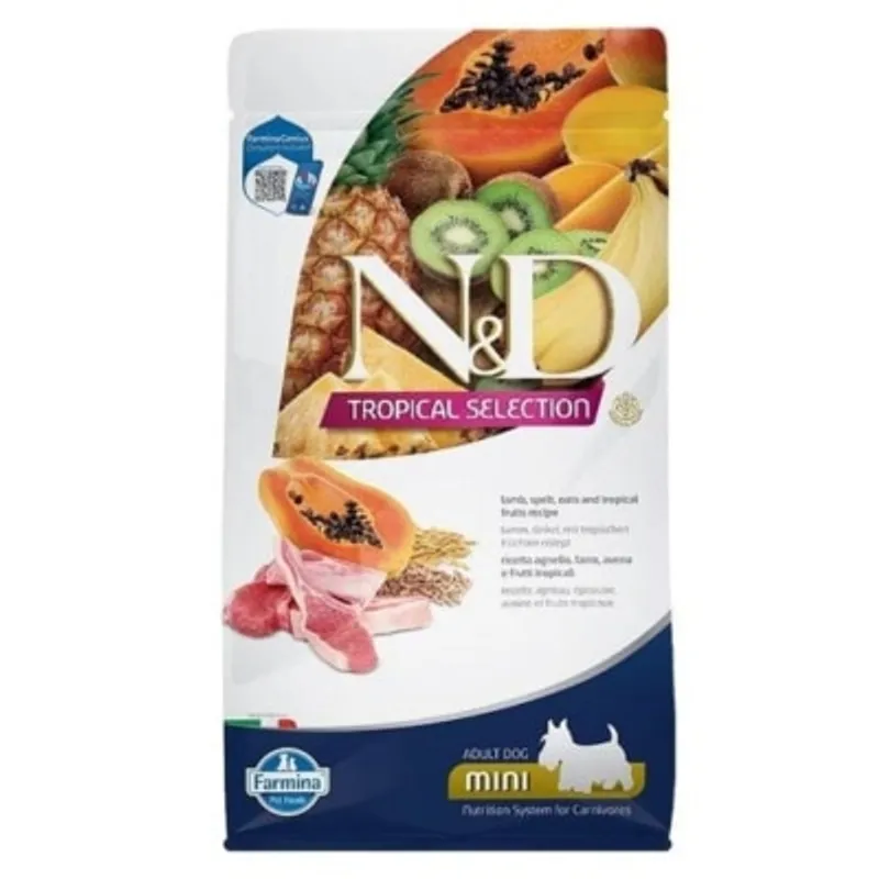 Farmina N&D Tropical Selection Formula Lamb Adult Mini 熱帶水果 - 羔羊肉、斯佩爾特小麥、燕麥 成犬乾糧