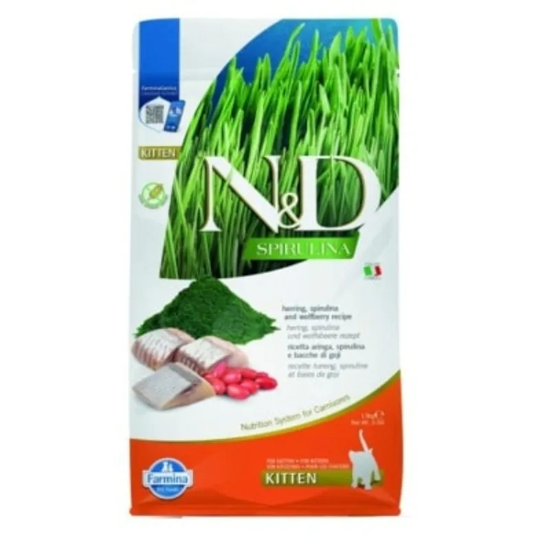 Farmina N&D Spirulina Formula Herring Kitten 鯡魚、螺旋藻和枸杞 幼貓和懷孕或哺乳期貓 1.5kg