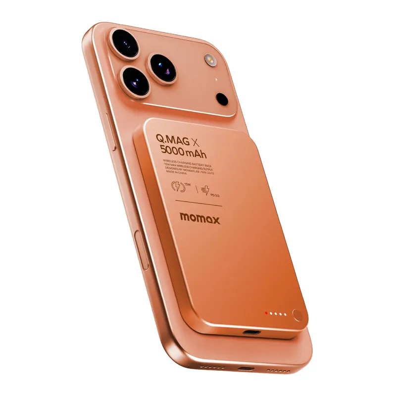 momax-Q.Mag X 超薄磁吸流動電源 5000mAh 橙色 IP116AM (CCC認證)