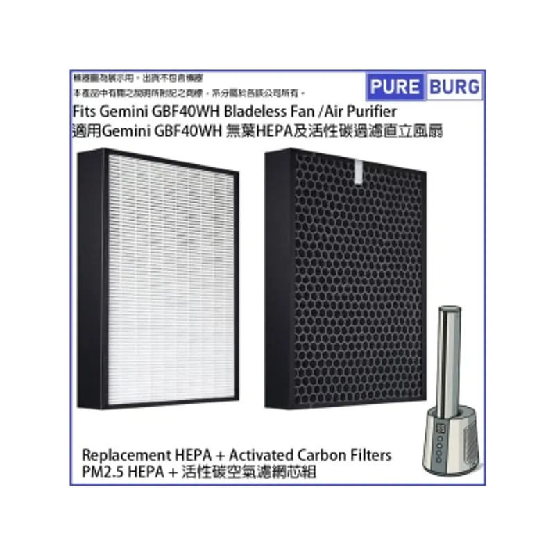 Pureburg 淨博 GBF40WH 代用濾網組合 (適用於 Gemini GBF40WH 無葉直立風扇)