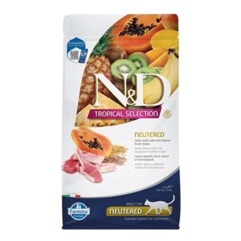 Farmina N&D Tropical Selection Formula Lamb - Neutered 絕育 • 羔羊肉、斯佩爾特小麥、燕麥和熱帶水果貓乾糧