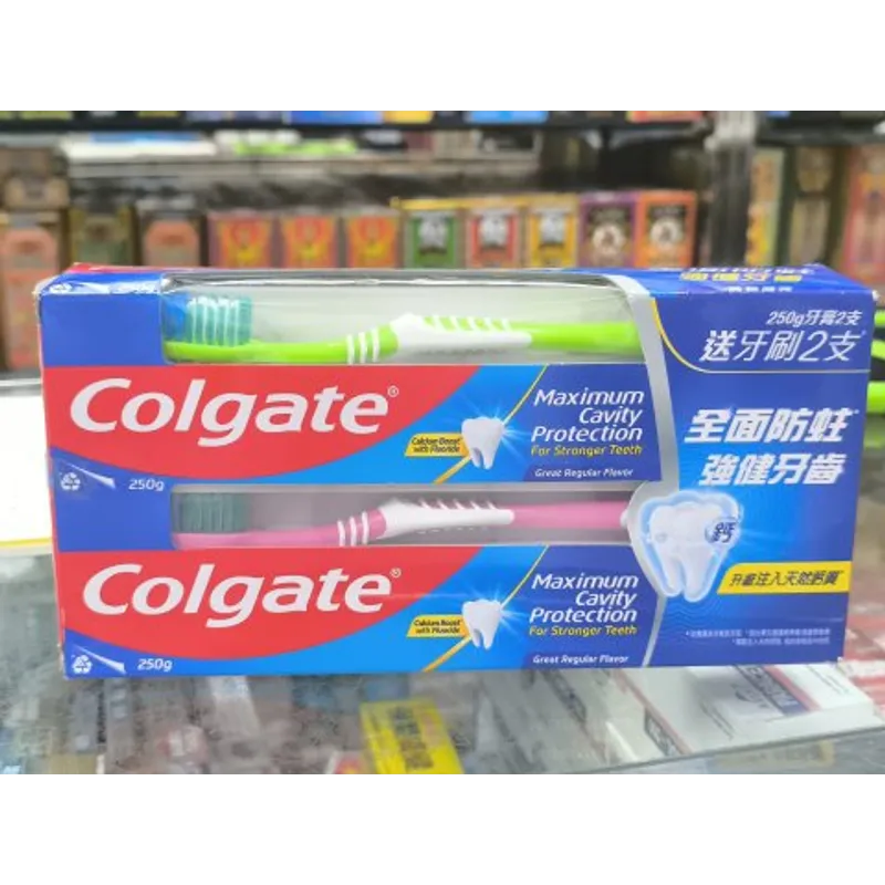 1-高露潔孖庄牙膏+2支牙刷-清新味250g