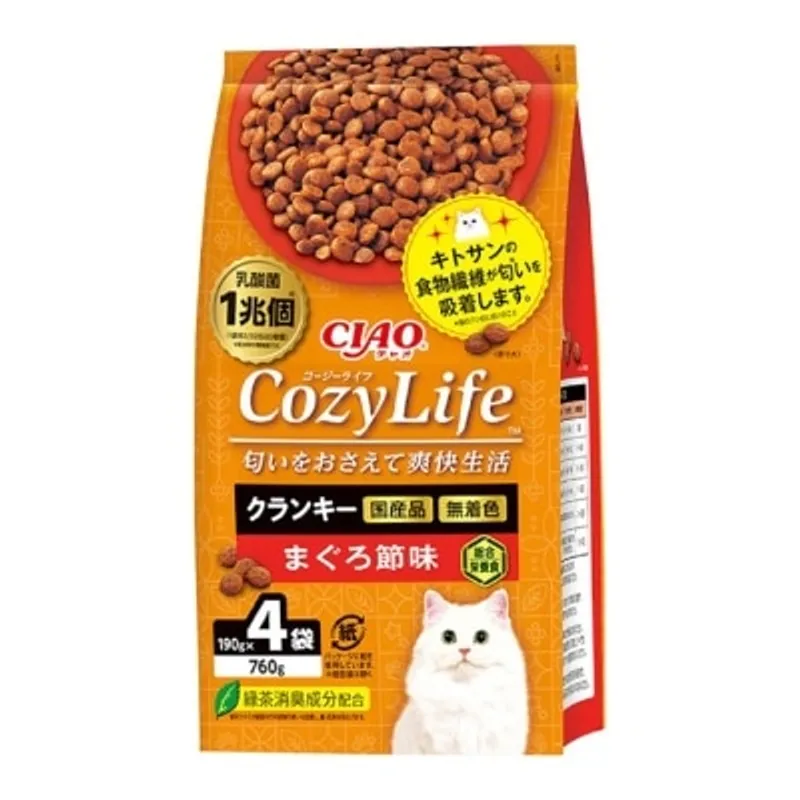 INABA CIAO -爽快生活乳酸菌+甲殼素貓糧系列 - 吞拿魚乾味 (190gx4) (P-331)