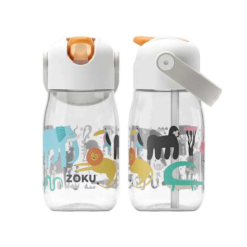 ZOKU 儿童饮管水樽400ml 透明动物园