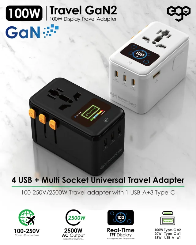 EGO 100W Travel GaN2 4USB 旅行轉換插頭