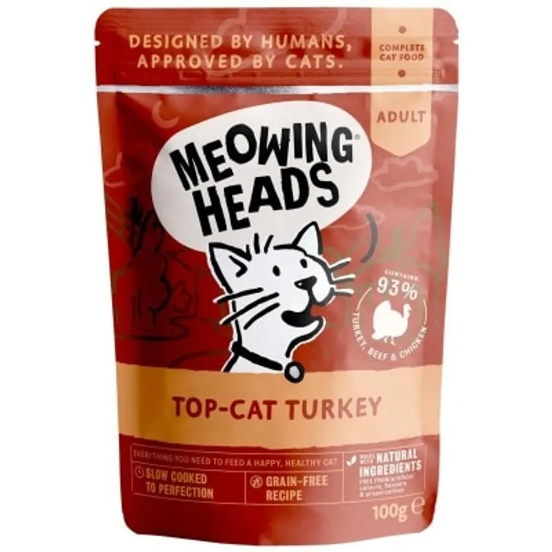 MEOWING HEADS 無穀物放養火雞田園香草成貓主食濕包 (100g) - Meowing Heads