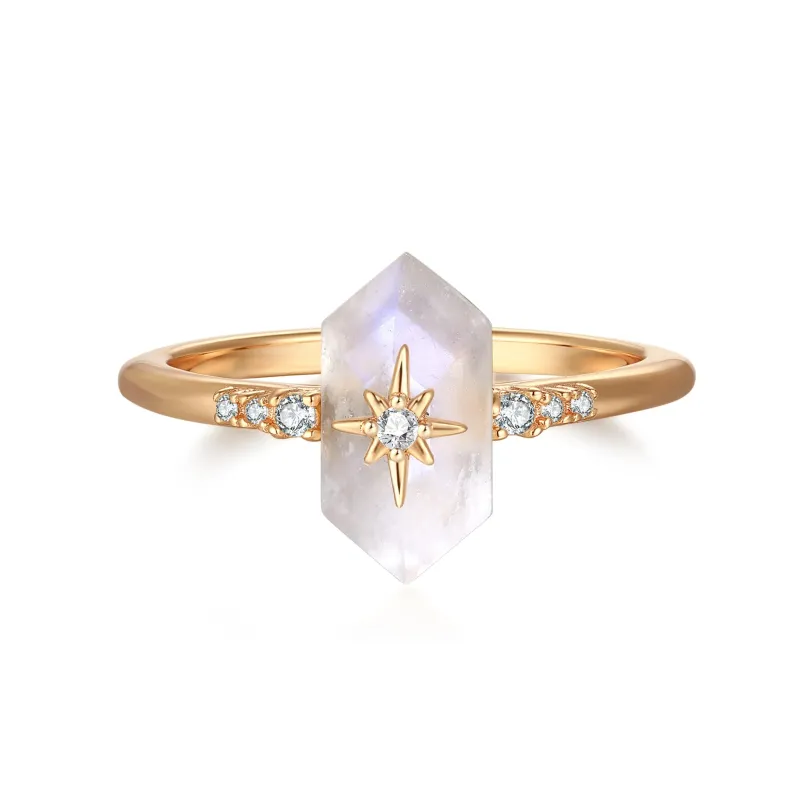 Talisman｜Hexagonal Moonstone Gold Ring