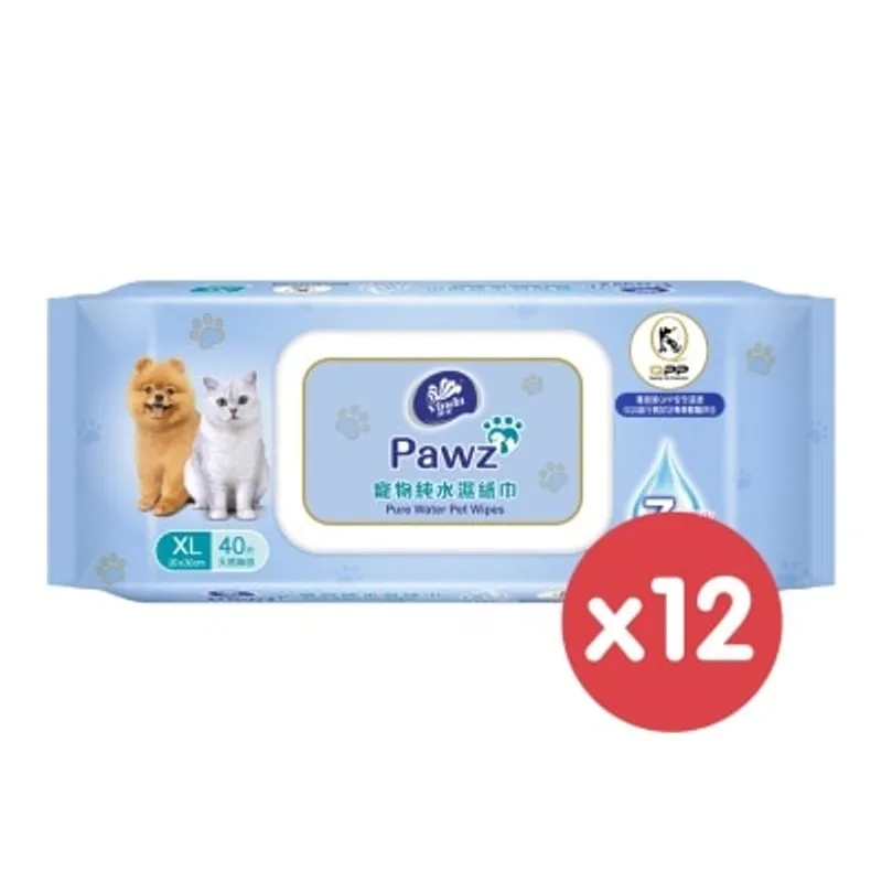 維達 [箱裝] Pawz - 寵物純水濕紙巾 (40片 x12包) 004741