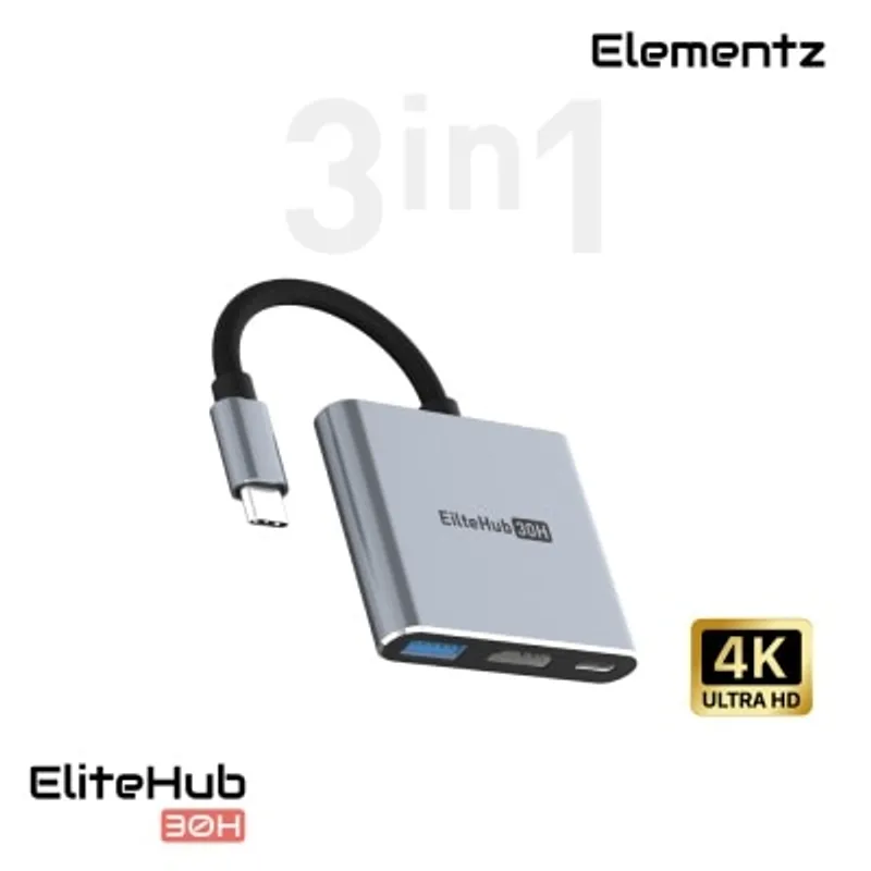 Elementz EliteHub 30H 3合1 USB-C 多功能集線器