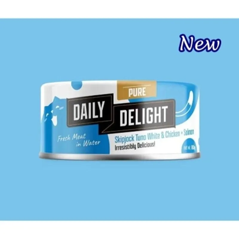 Daily Delight Pure 白鰹吞拿魚+雞肉+三文魚貓罐頭 80g (DD43)