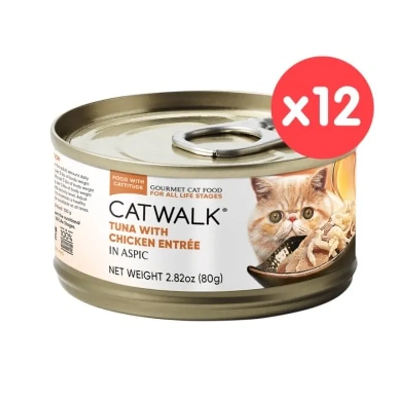 CATWALK [12罐] 鰹吞拿魚 + 雞肉- 貓罐頭(80gx12)- Catwalk