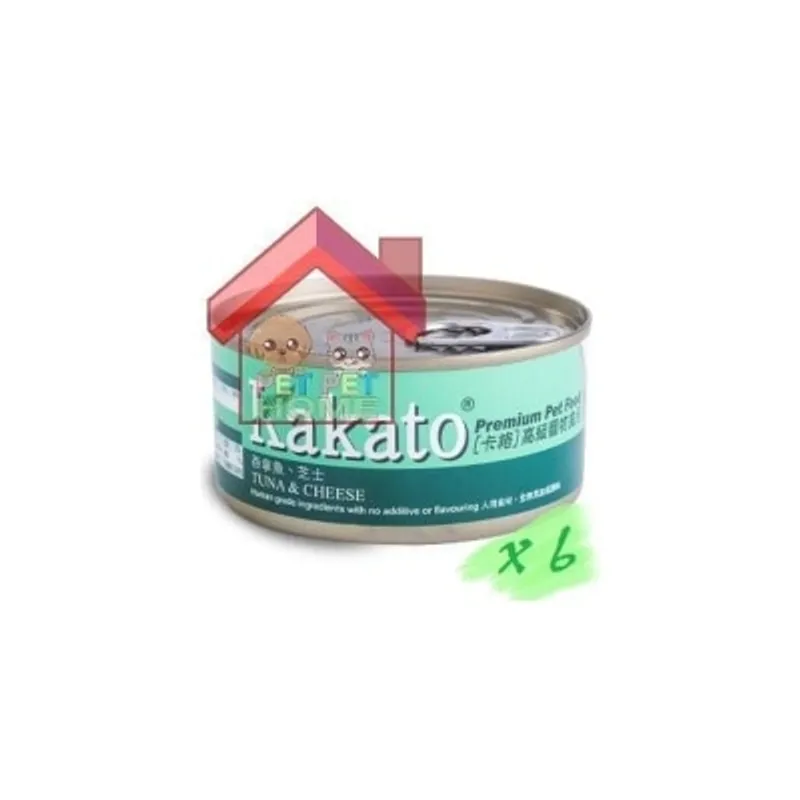 Kakato 吞拿魚+芝士 貓犬用罐頭 70G * 6罐 (717)