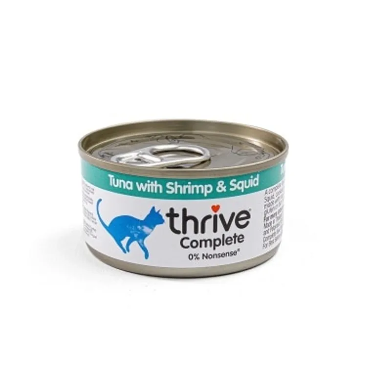 Thrive THRIVE 整全膳食100% 吞拿魚+海蝦+墨魚貓罐頭 75G