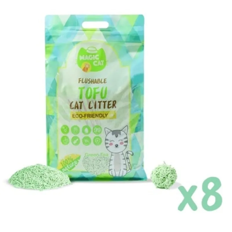 [8包箱裝優惠]綠茶味 天然玉米豆腐貓砂 (6L x8) - MAGIC CAT