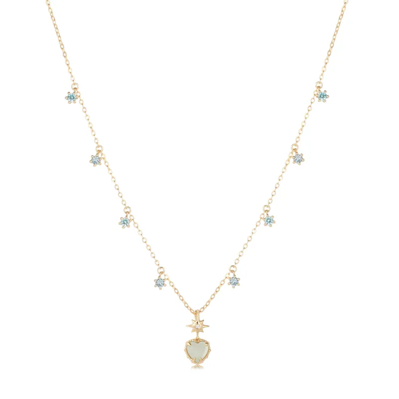Aqua Twinkle Gold Necklace - AQUAMARINE